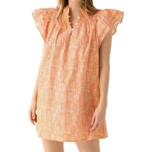 Never A Wallflower Orange Smocked Mini Dress XS Cotton NWOT